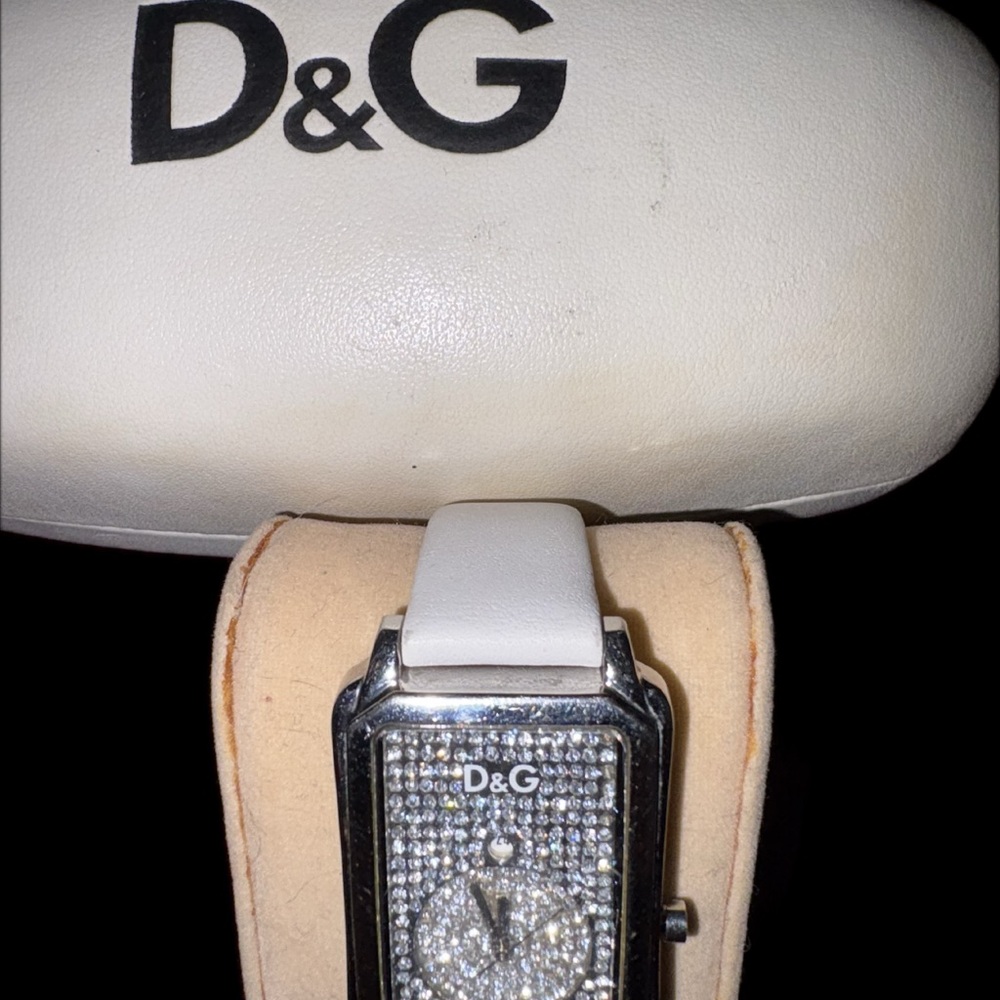 D&G Silver and White Crystal Watch